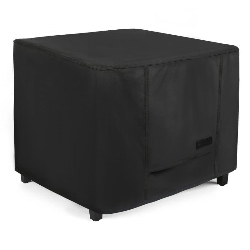 NettyPro Outdoor Patio Ottoman Cover, Waterproof Square Side Table Cover, 20L x 20W x 18H inch, Black - Image 1
