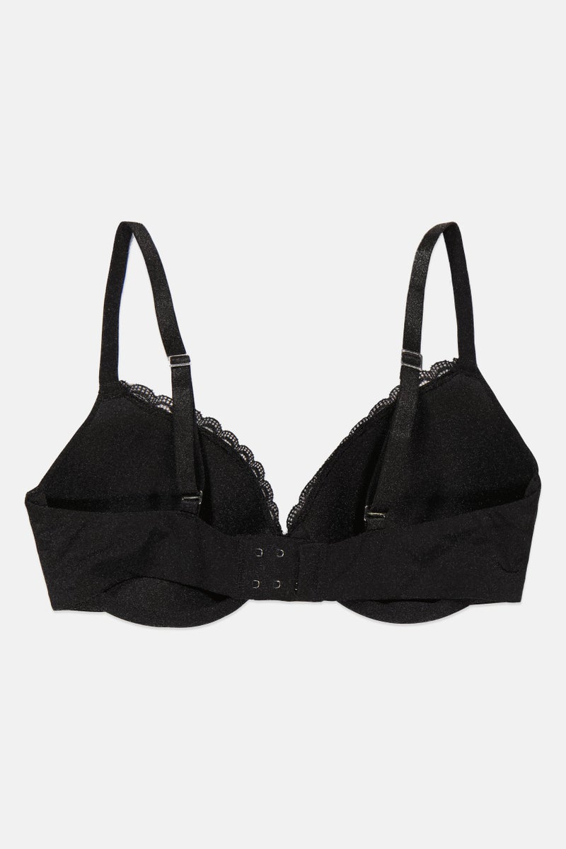 Tchibo Women Textured Lace Lightly Padded Bra, Black  - Image 2