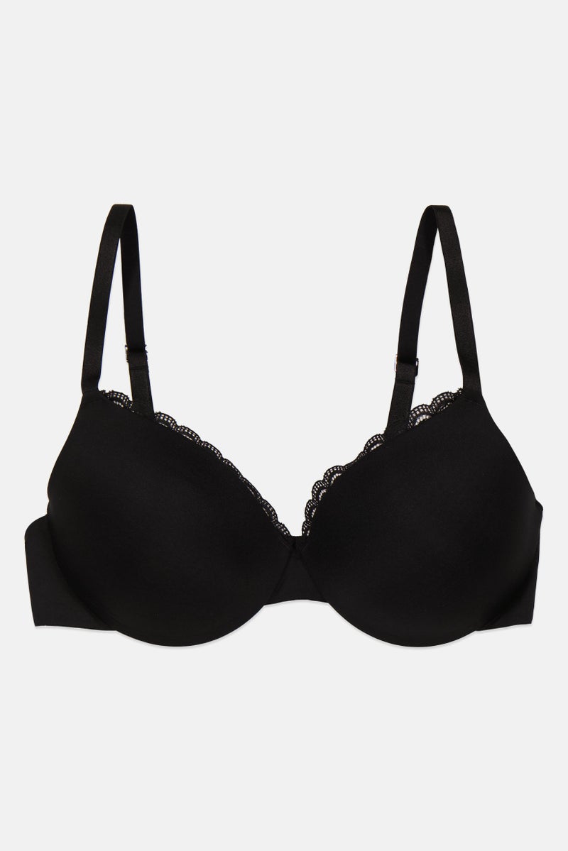 Tchibo Women Textured Lace Lightly Padded Bra, Black  - Image 1