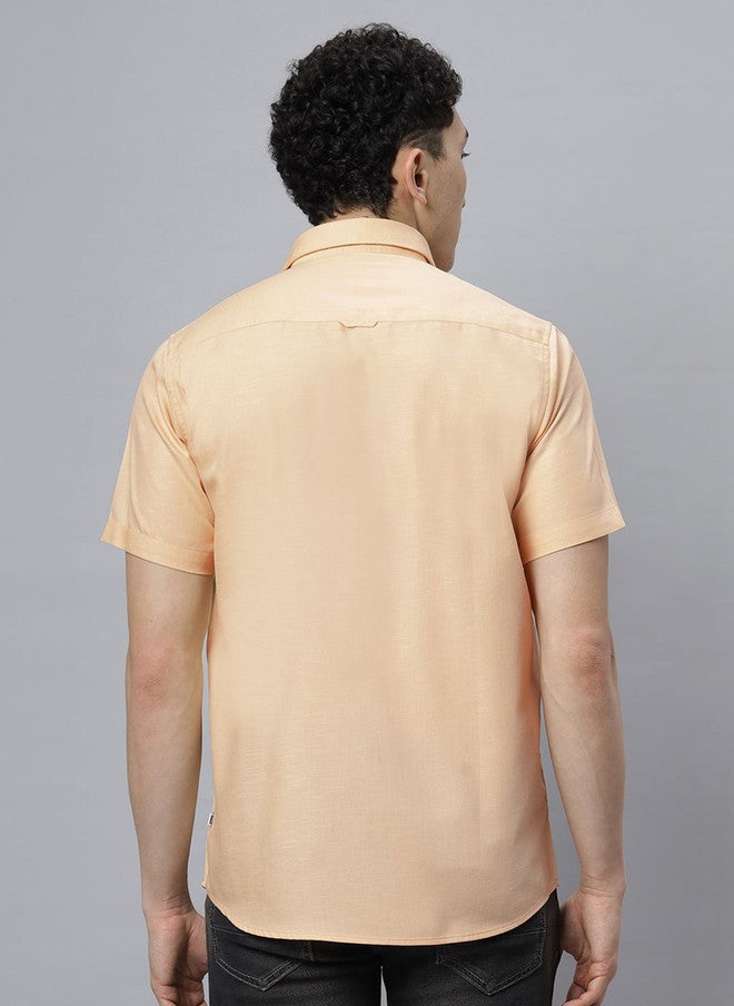 Hence Men Spread Collar Solid Cotton Slim Fit Casual Shirt - Image 5