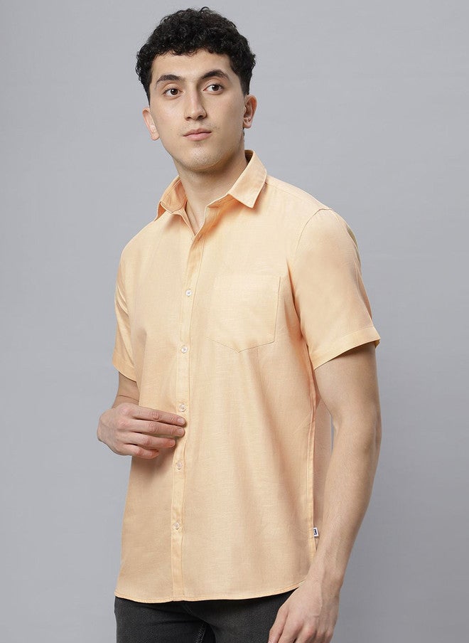 Hence Men Spread Collar Solid Cotton Slim Fit Casual Shirt - Image 4