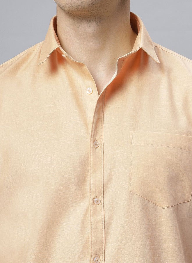 Hence Men Spread Collar Solid Cotton Slim Fit Casual Shirt - Image 2