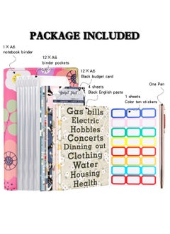 Excefore A6 PU Leather Budget Binder with 52-Week Savings Challenge Savings Challenges Book and Cash Envelopes, Save $1,378, Includes Cash Envelopes & Trackers, Pink Flower  - Image 2