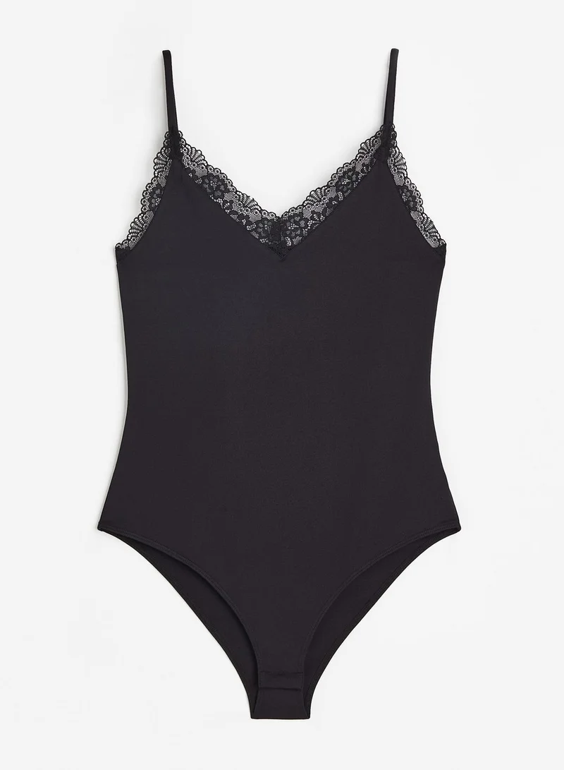 H&M Lace Trim High Leg Body
