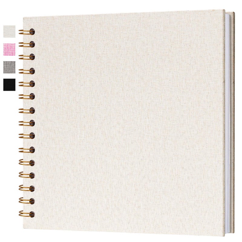 Hiwhy 10x10 Inch Scrapbook DIY Photo Album Linen Cover Hardcover White Pages 20 Sheets Small Scrap Memory Book Beige - Image 1