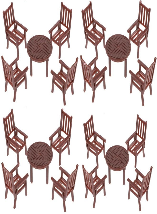 جارنيك 4 مجموعات من طاولة وكراسي بيت الدمية المصغرة، بيت الدمية المصغرة، طاولة وكرسي، أثاث مطبخ بلاستيكي صغير لتزيين بيت الدمية في حديقة الجنيات بنفسك - Image 1