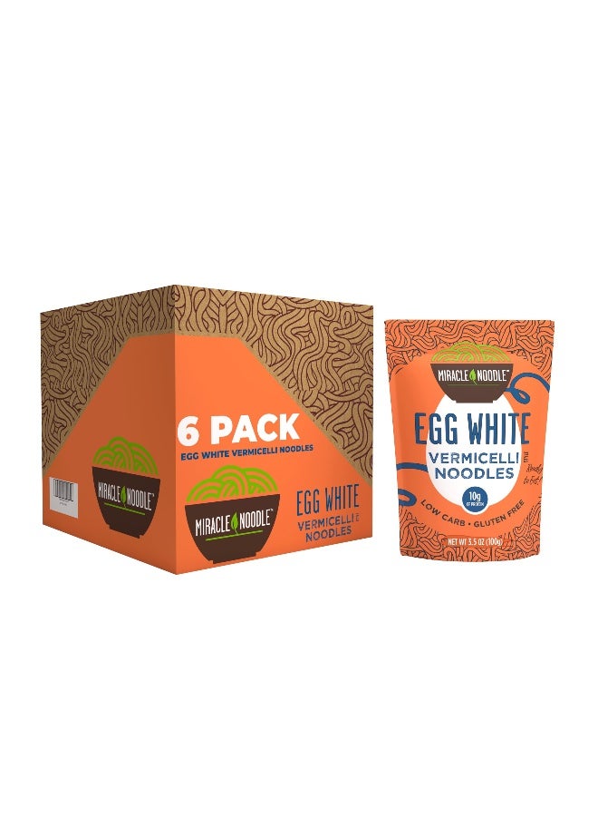 Miracle Noodle Egg White Vermicelli Angel Hair Pasta 35 Oz Pack of 6 Ready to Eat Egg White Noodles 10g Protein 45 Calories 1g Net Carbs Per Serving High Protein Keto GlutenFree - Image 3