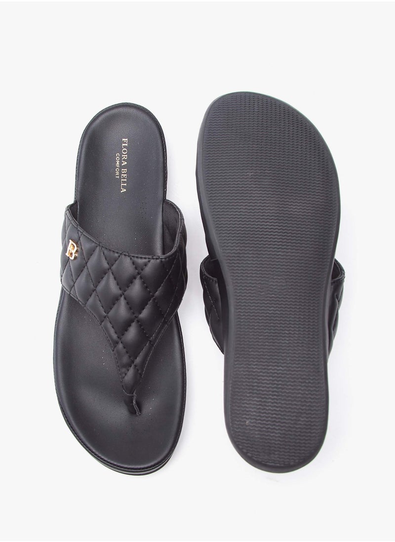 Flora Bella By Shoexpress - Women Quilted Slip-On Thong Sandals - Image 1