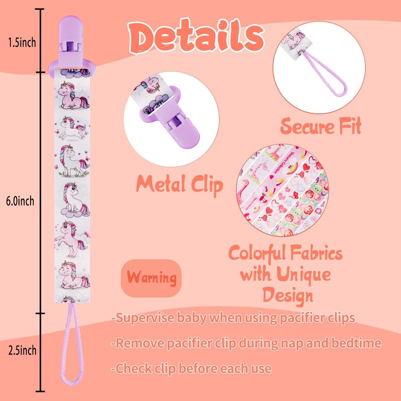Tamhoo 12 Pack Pacifier Clips with Adjustable Strap (32-46.5cm)/Short Strap(25.5cm) - Premium Polyester Baby Pacifier Holder Set, Multi-Design Clips for Boys Girls (Multicolor G 25/26cm) - Image 5