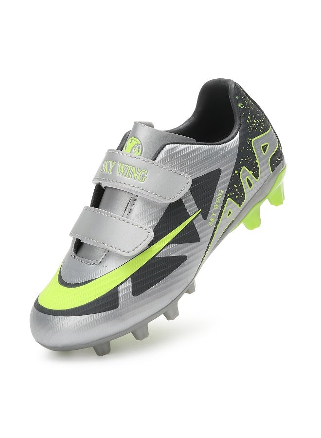 SKY WING Boys And Girls Soccer Cleats FG Sole Hook And Loop Soccer Shoes For Unisex Kid Indoor Outdoor Hook & Loop Football Shoes Suitable Little Kid And Big Kid - Image 1