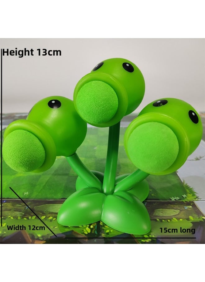 Generic - Plants Vs. Zombies Toy Large Pirate Giant Zombie Dr. King Catapult 2 Deep Sea Giant Full Set 3-Color:Large Size: Soft Rubber, Three-headed Pea Shooter + 3 Shells - Image 1