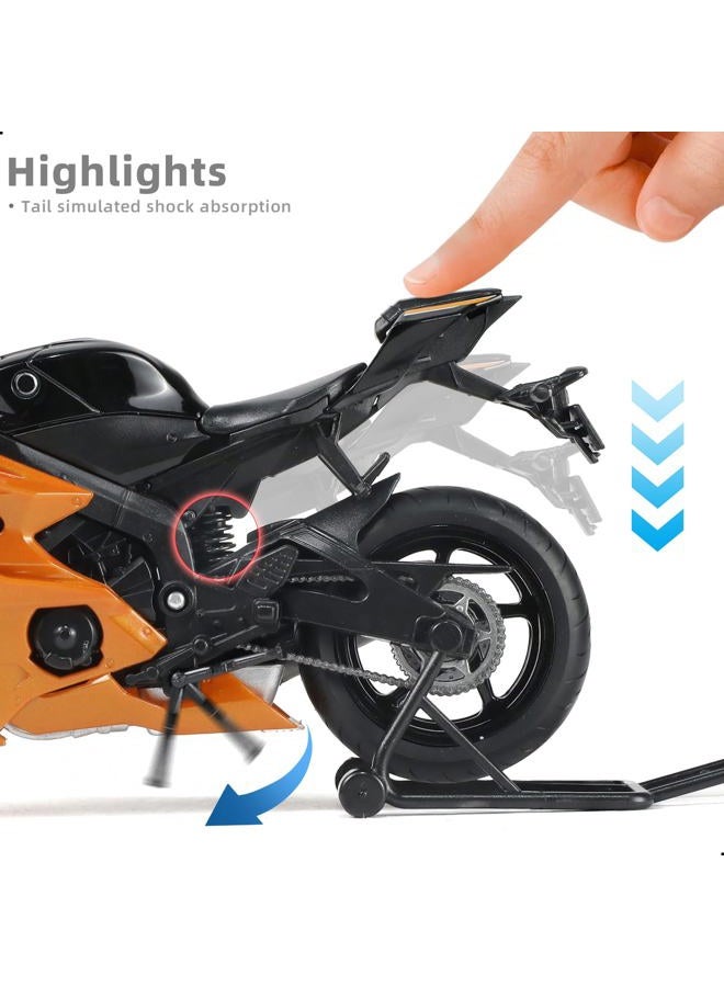 Risopen 1/12 Motorcycle Model Toy for Yamaha YZF-R6 1000R, Die-Cast Alloy Motorcycle Model, No Assembly Required, Mini Racing Moto Collection, Adult Gift (Orange) - Image 4