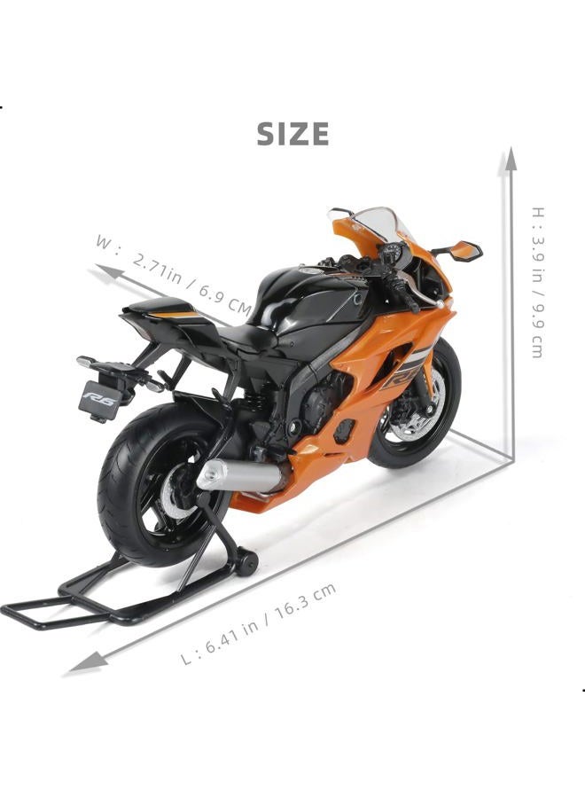 Risopen 1/12 Motorcycle Model Toy for Yamaha YZF-R6 1000R, Die-Cast Alloy Motorcycle Model, No Assembly Required, Mini Racing Moto Collection, Adult Gift (Orange) - Image 2