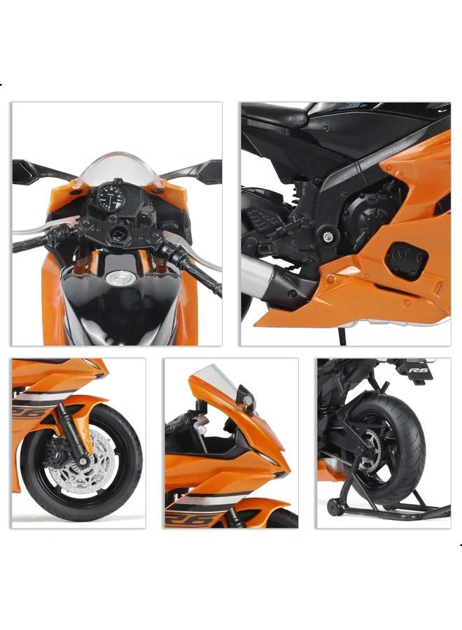 Risopen 1/12 Motorcycle Model Toy for Yamaha YZF-R6 1000R, Die-Cast Alloy Motorcycle Model, No Assembly Required, Mini Racing Moto Collection, Adult Gift (Orange) - Image 5