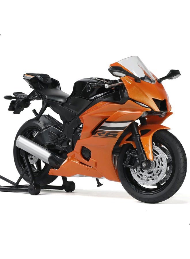 Risopen 1/12 Motorcycle Model Toy for Yamaha YZF-R6 1000R, Die-Cast Alloy Motorcycle Model, No Assembly Required, Mini Racing Moto Collection, Adult Gift (Orange) - Image 1