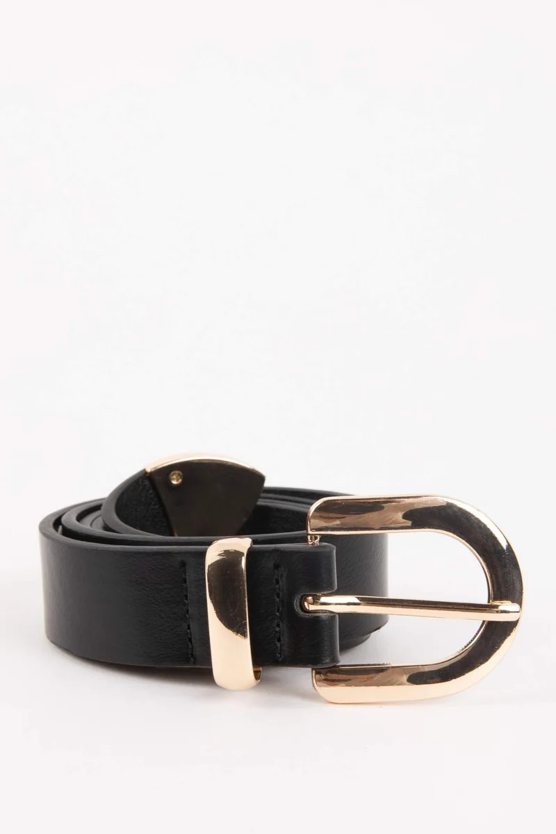 Woman Faux Leather Denim Belt