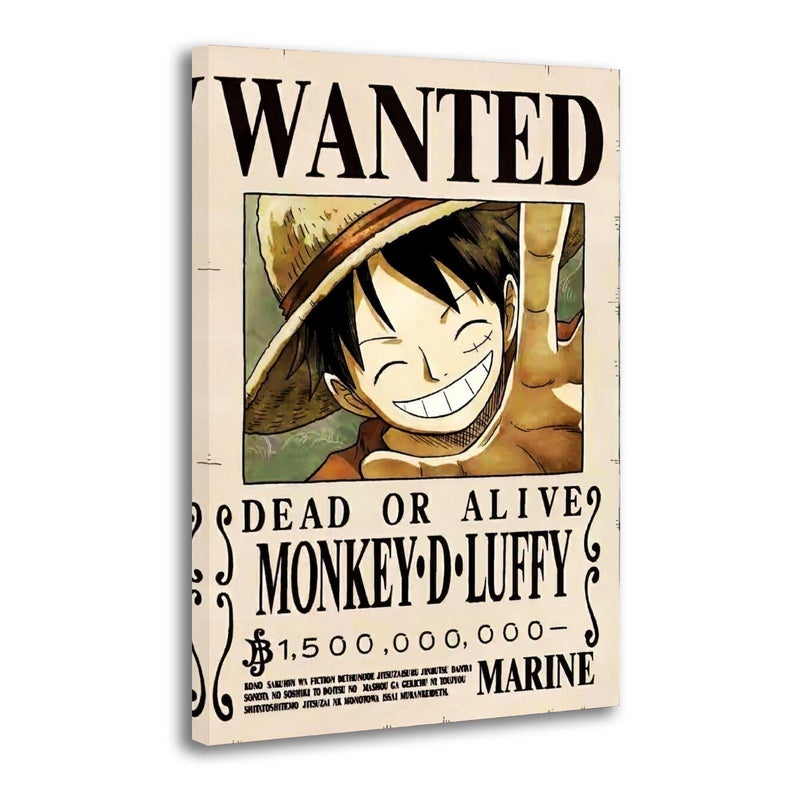 ARS Framed Canavs One Piece Monkey D. Luffy Wanted Poster Canvas Print, Japanese Anime Wall Art Dceor, Wall Art Print Wall Decor for Office Living Room Bedroom Gifting - Image 1