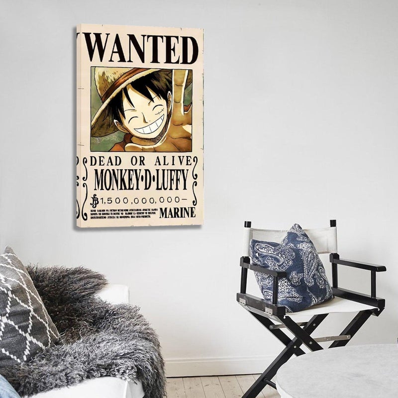 ARS Framed Canavs One Piece Monkey D. Luffy Wanted Poster Canvas Print, Japanese Anime Wall Art Dceor, Wall Art Print Wall Decor for Office Living Room Bedroom Gifting - Image 3