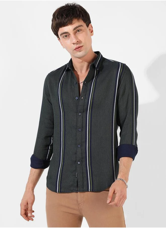 كامبوس سوترا Cotton Striped Casual Shirt by Styli