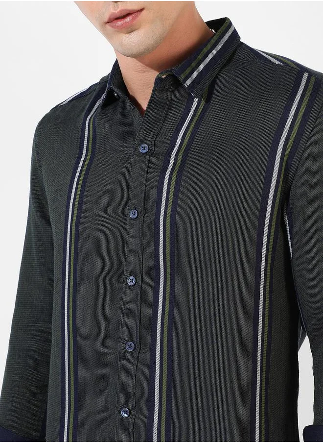 كامبوس سوترا Cotton Striped Casual Shirt by Styli