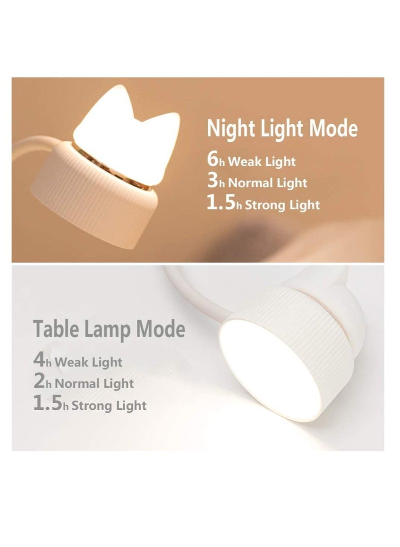 Cute Kids Night Light for Reading in Bed clamp lamp USB Rechargeable Book at cat Birthday Gifts Teen Girls Readers Lovers(White) - Image 4