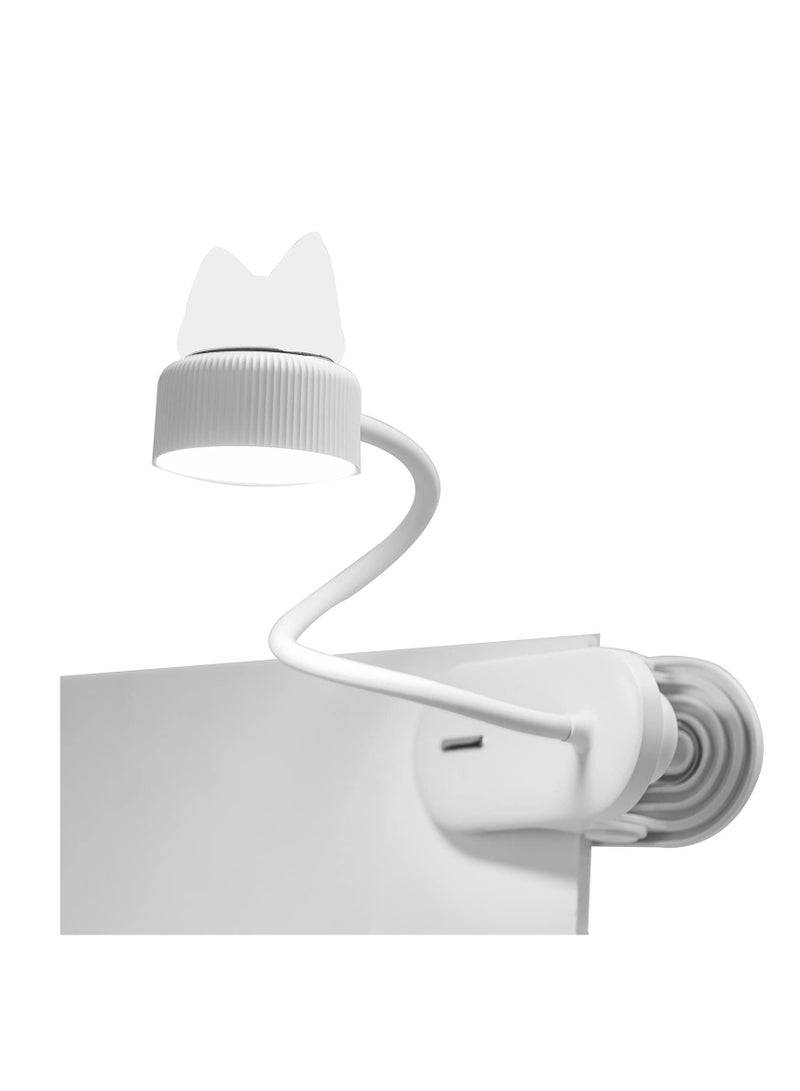 Cute Kids Night Light for Reading in Bed clamp lamp USB Rechargeable Book at cat Birthday Gifts Teen Girls Readers Lovers(White) - Image 1