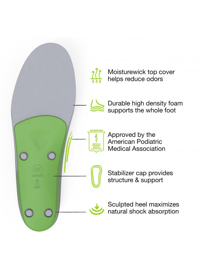 Superfeet GREEN - High Arch Orthotic Support - Cut-To-Fit Shoe Insoles - Men 11.5-13 / Women 12.5-14