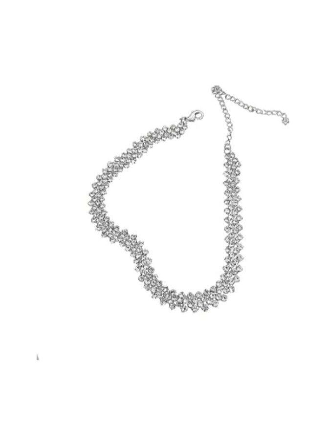 أوزيغالور قلادة شوكر مرصعة بالكريستال، سلسلة بسيطة للنساء، إكسسوار حفلات (معدن) - Image 1