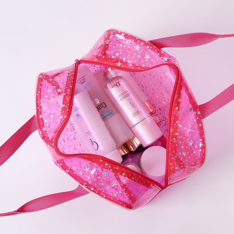 New PVC Cosmetic Toiletry Bag Large Capacity Travel Zipper Handbag Star Print - Image 2