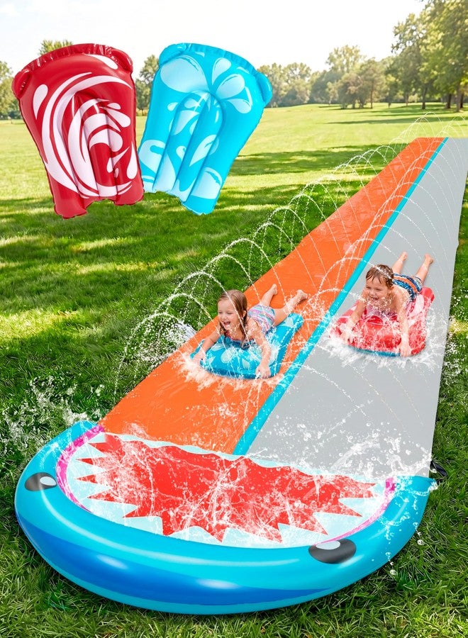 Sloosh Water Slides with 2 Inflatable Boards,22.5ft Double Lane Splash Slip Lawn Water Slide with Advanced Sprinklers Summer Toy for Kids Adults Fun Backyard Summer Outdoor, Shark - Image 1