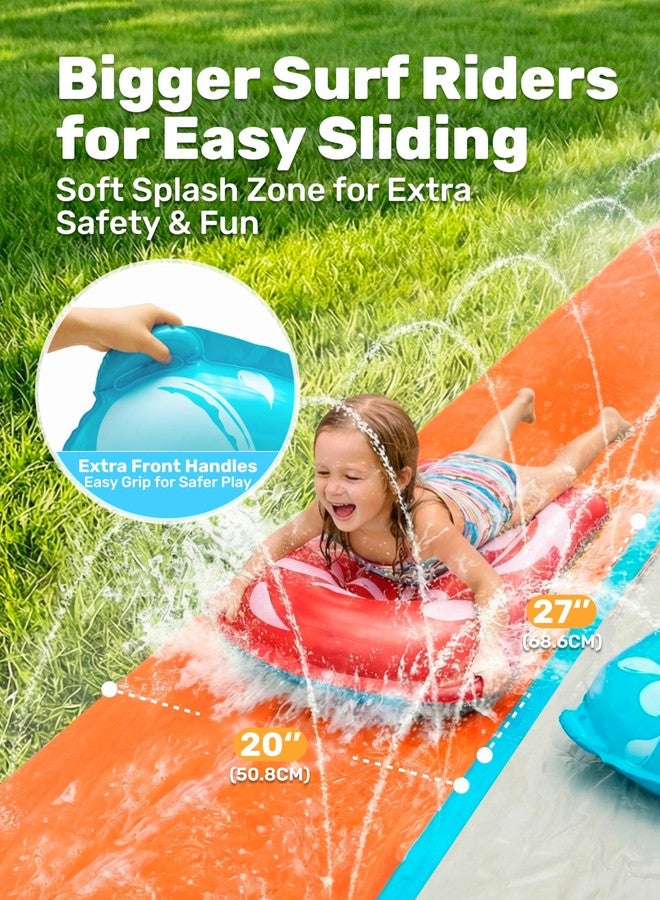 Sloosh Water Slides with 2 Inflatable Boards,22.5ft Double Lane Splash Slip Lawn Water Slide with Advanced Sprinklers Summer Toy for Kids Adults Fun Backyard Summer Outdoor, Shark - Image 3