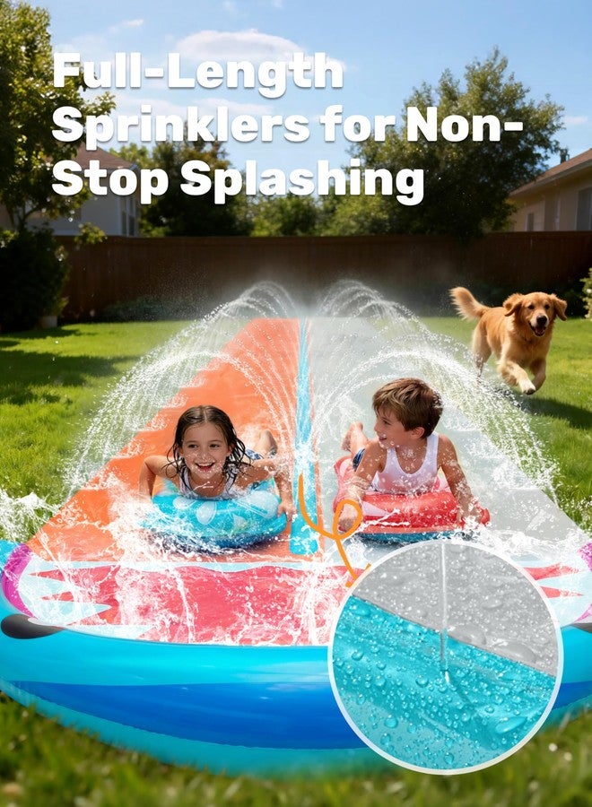 Sloosh Water Slides with 2 Inflatable Boards,22.5ft Double Lane Splash Slip Lawn Water Slide with Advanced Sprinklers Summer Toy for Kids Adults Fun Backyard Summer Outdoor, Shark - Image 4