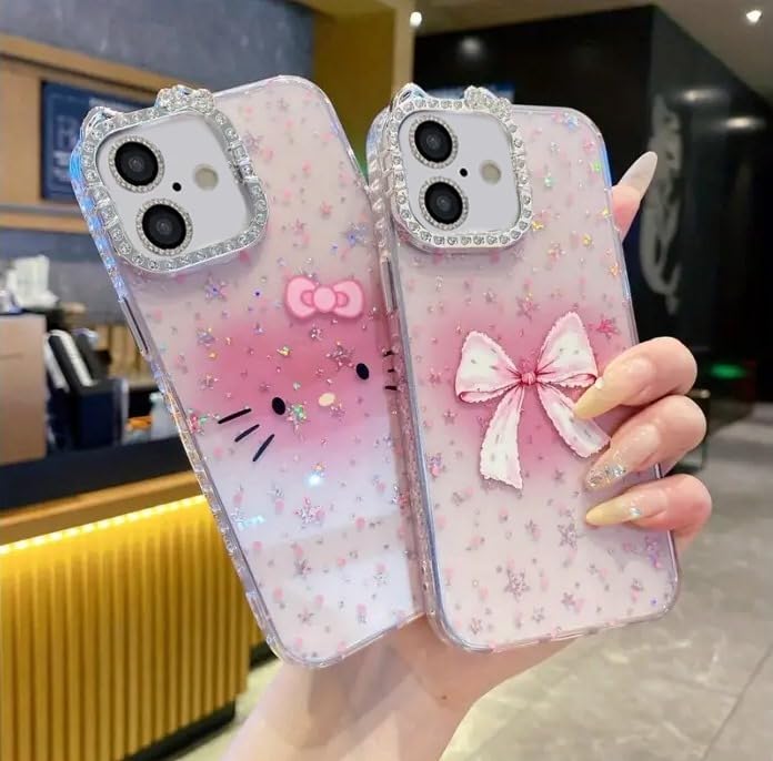 Mobistyle غطاء خلفي لحماية الكاميرا بتصميم قوس لامع لطيف للنساء والفتيات | آيفون 16، وردي | - Image 4