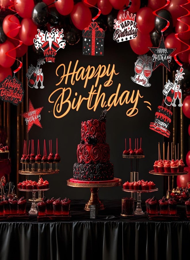 Celee 48PCS Black and Red Party Decorations - Black and Red Birthday Hanging Swirls for 18th, 21st, 30th, 40th, 50th, 60th Birthday Celebrations - Image 4