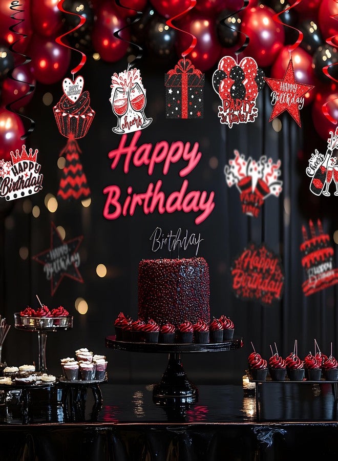 Celee 48PCS Black and Red Party Decorations - Black and Red Birthday Hanging Swirls for 18th, 21st, 30th, 40th, 50th, 60th Birthday Celebrations - Image 5