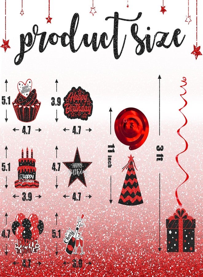 Celee 48PCS Black and Red Party Decorations - Black and Red Birthday Hanging Swirls for 18th, 21st, 30th, 40th, 50th, 60th Birthday Celebrations - Image 3