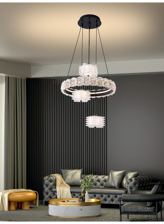 Best Power Modern LED Chandelier Ceiling Light 6216 - 3 Pendant Lamps, 3 Lighting Levels, 180W Power, 80cm Adjustable Length - Modern Decorative Ceiling Light for Living Room, Dining Room, and Bedroom - Image 1