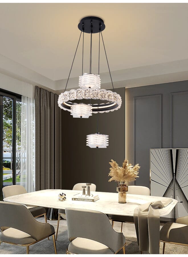 Best Power Modern LED Chandelier Ceiling Light 6216 - 3 Pendant Lamps, 3 Lighting Levels, 180W Power, 80cm Adjustable Length - Modern Decorative Ceiling Light for Living Room, Dining Room, and Bedroom - Image 2