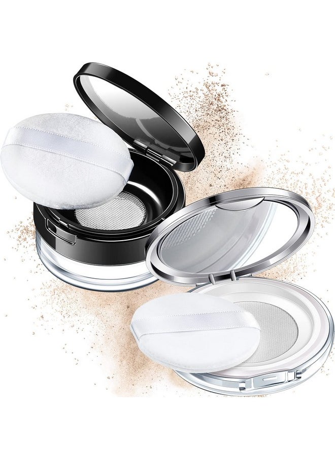 Cunhill - 2 Pieces Loose Powder Container With Puff 0.17/0.7 Oz Reusable Plastic Empty Powder Case Portable Diy Empty Makeup Powder Container Loose Powder Compact Case With Mirror And Elasticated Net Sifter - Image 1