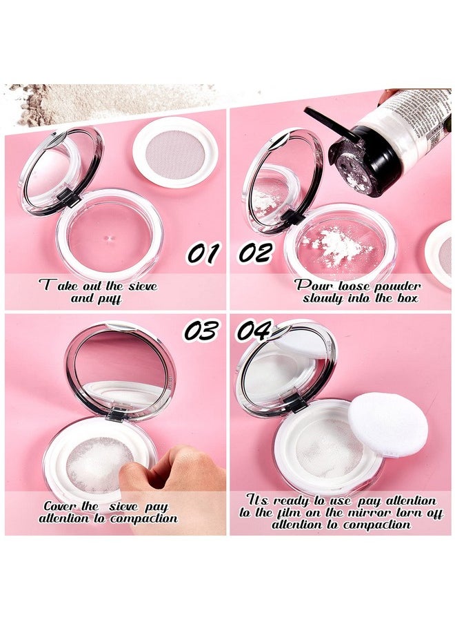 Cunhill - 2 Pieces Loose Powder Container With Puff 0.17/0.7 Oz Reusable Plastic Empty Powder Case Portable Diy Empty Makeup Powder Container Loose Powder Compact Case With Mirror And Elasticated Net Sifter - Image 1