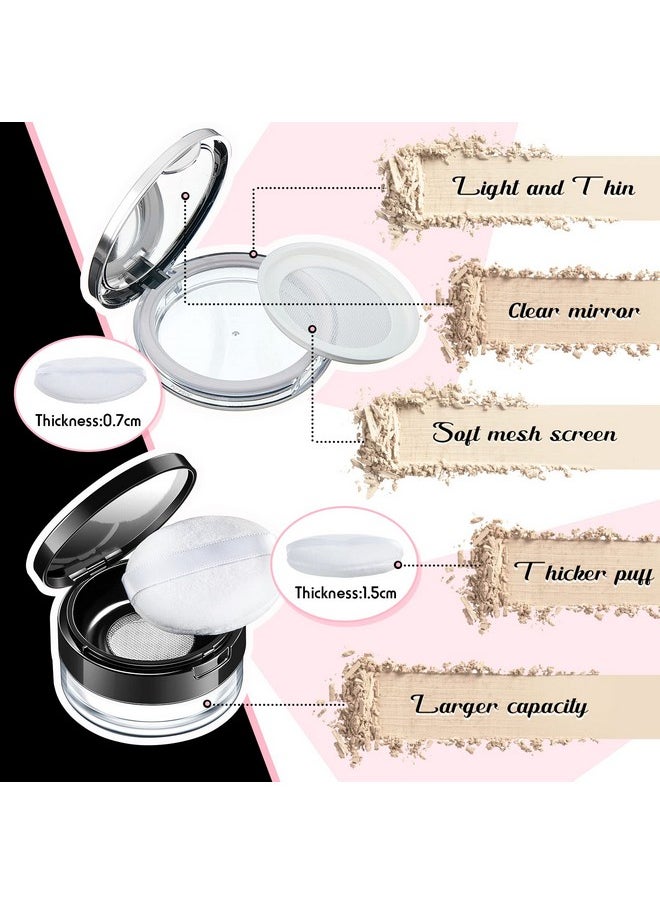 Cunhill - 2 Pieces Loose Powder Container With Puff 0.17/0.7 Oz Reusable Plastic Empty Powder Case Portable Diy Empty Makeup Powder Container Loose Powder Compact Case With Mirror And Elasticated Net Sifter - Image 1