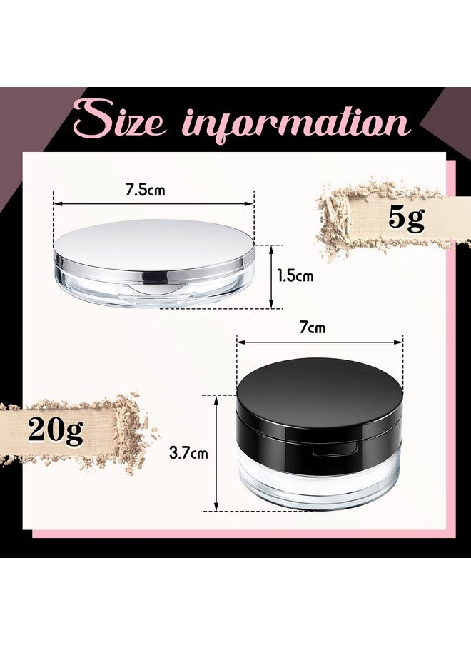 Cunhill - 2 Pieces Loose Powder Container With Puff 0.17/0.7 Oz Reusable Plastic Empty Powder Case Portable Diy Empty Makeup Powder Container Loose Powder Compact Case With Mirror And Elasticated Net Sifter - Image 1
