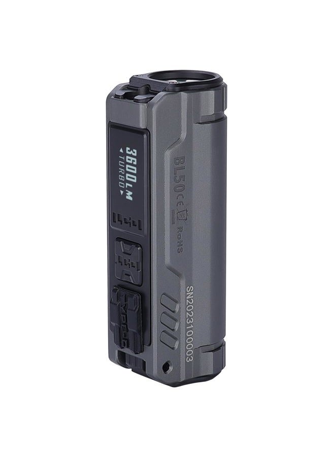 IMALENT BL50 Rechargeable EDC Flashlight 3600 Lumens, UV Light and White LED, High Lumens Portable Flashlights Dual Light Source Pocket Lights for Emergency and Camping (Grey) - Image 1