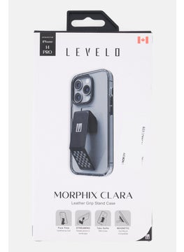 LEVELO iPhone 14 Pro Morphix Clara Gripstand Protective Phone Case, Transparent  - Image 1