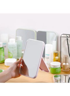 Arabest Desktop Makeup Mirror,Foldable Makeup Mirror Simple Portable Princess Mirror Square Mirror Makeup Mirror Small Mirror with Stand for Women (Beige)  - Image 2