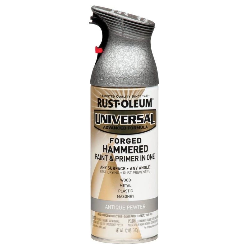 Rust-Oleum 271481 Universal All Surface Forged Hammered Spray Paint, 12 oz, Antique Pewter - Image 1