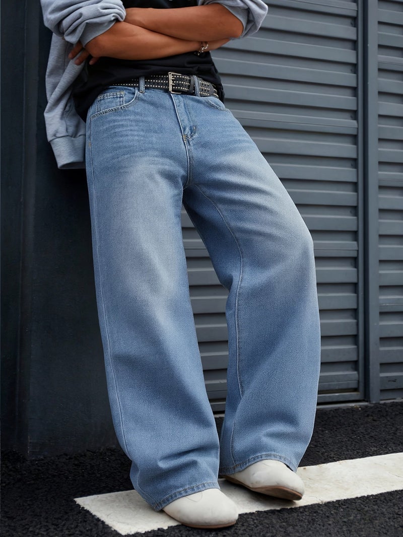 Y2K Ultra Wide Leg Pants Men Baggy Wash Denim Old School Hip-Hop Style Modern Street Jeans - Image 5