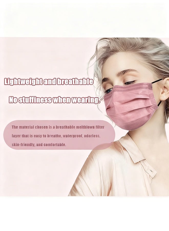 50 Pcs 3D Disposable Face Masks, Individually Packaged Slimming Face-Shaping Masks, Breathable Comfortable Skin-Friendly Pink Masks with Black Ear Loops - Image 4