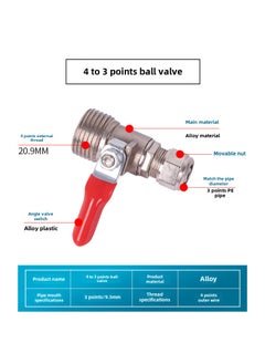 محول صنبور التنقية ثلاثي الاتجاهات صمام كرة مفتاح صنبور تنقية المياه موصل عالمي 4 نقاط إلى 3/2 نقاط ملحقات الصمام 4-3 صمام السلك الخارجي (سبائك) 4-3 صمام السلك الخارجي (سبائك) - pzsku/ZE0A63C84E07F7E86988EZ/45/_/1727184492/52adc5ad-93e2-48c7-a4b9-593e19525e18