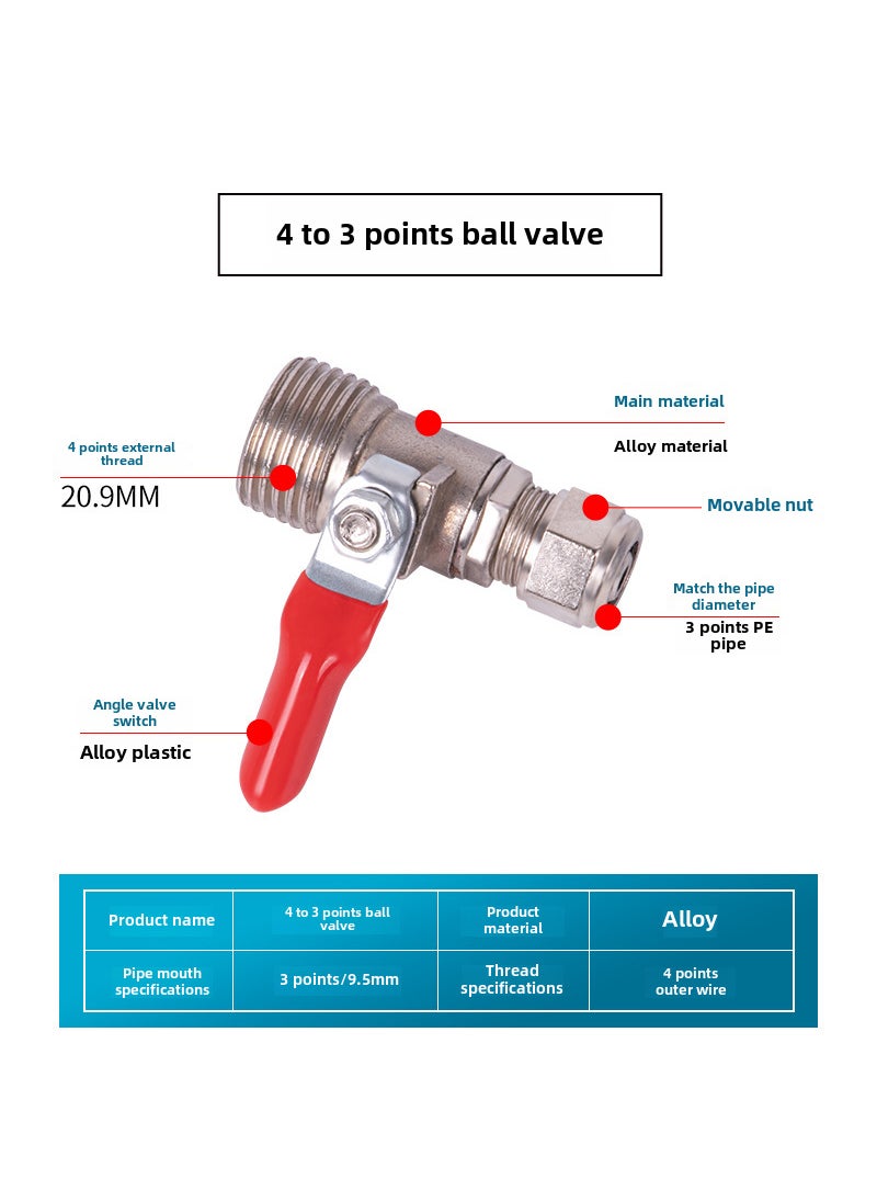 Water purifier inlet three-way ball valve switch water purifier faucet connector Universal 4 points to 3/2 points valve accessories4-3 Outer Wire Valve (Alloy) 4-3 Outer Wire Valve (Alloy) - pzsku/ZE0A63C84E07F7E86988EZ/45/_/1727184492/52adc5ad-93e2-48c7-a4b9-593e19525e18